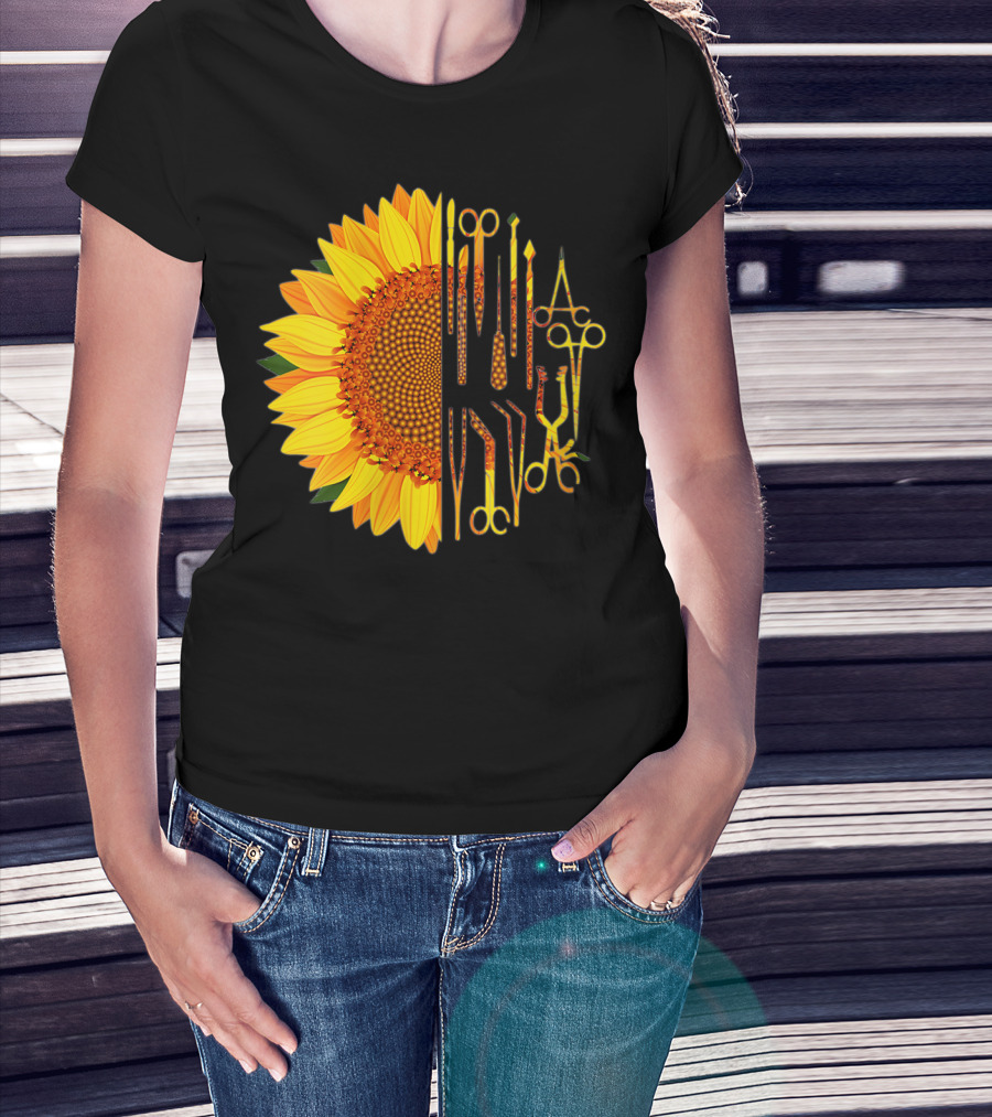Scrub Tech Surgeon Surgical Instruments Sunflower Hybrid T-Shirt