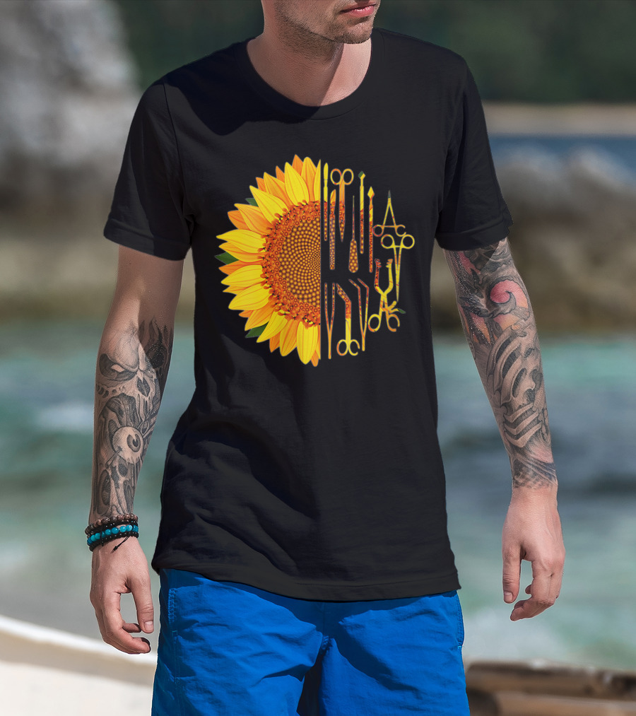 Scrub Tech Surgeon Surgical Instruments Sunflower Hybrid T-Shirt