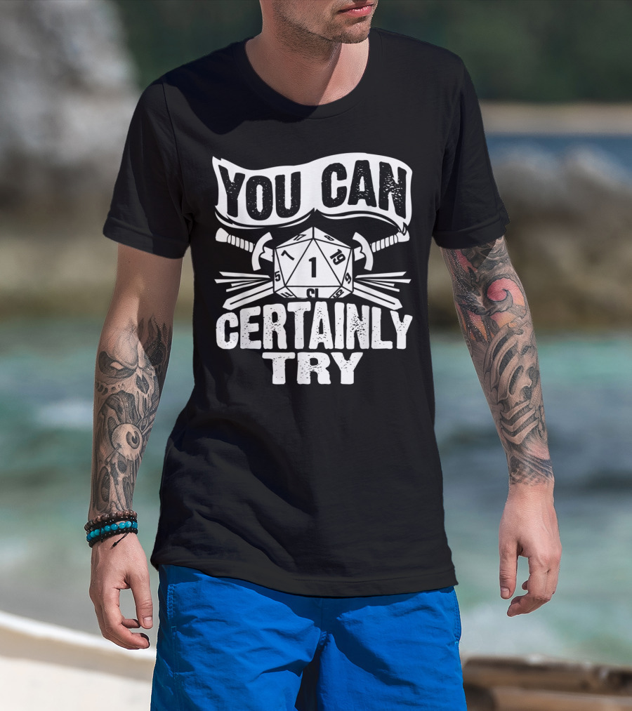 You Can Certainly Try Critical Fail D20 Dice Swords And Banner T-Shirt