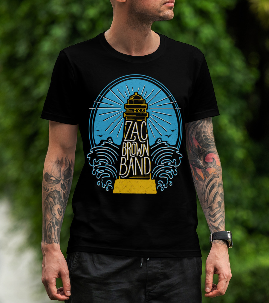 Zac Brown Band Lighthouse With Waves And Birds T-Shirt