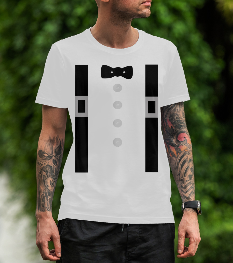 Amish Costume Bow Tie Suspenders Button T-Shirt