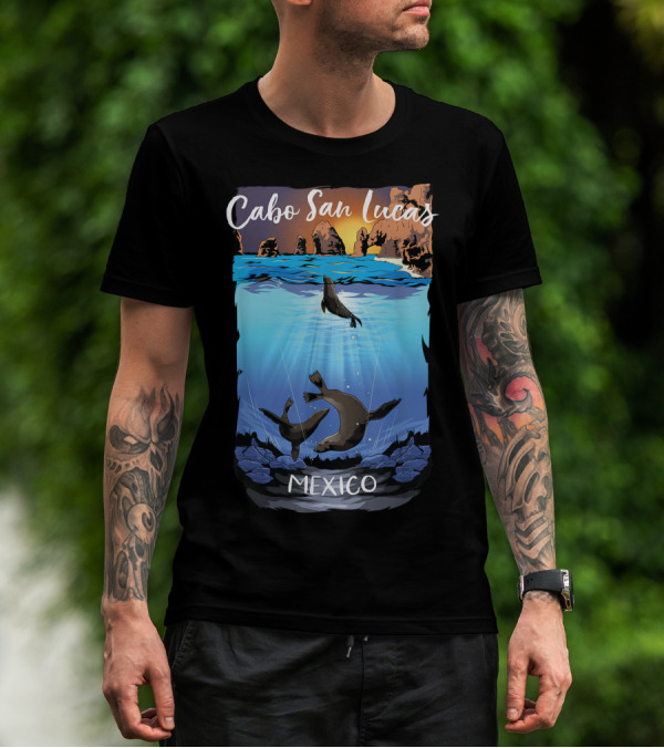 Cabo San Lucas Mexico Seals Ocean Rocks T-Shirt