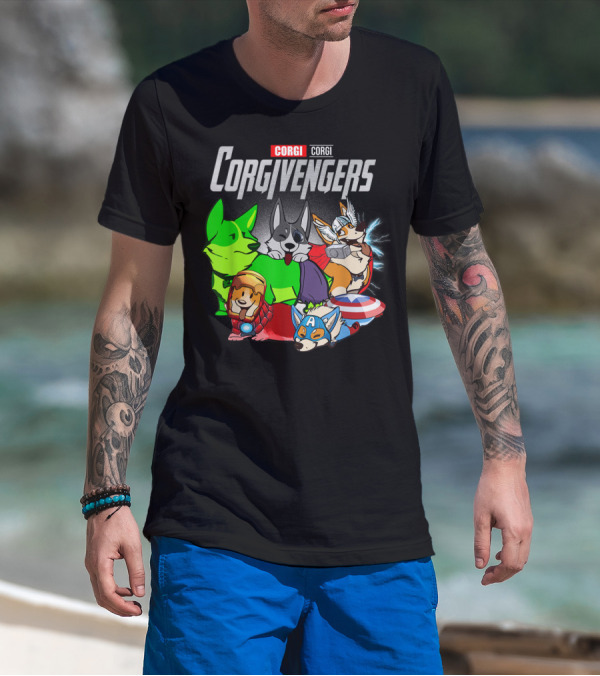 Corgivengers Corgi Avengers Funny Dog Parody Hero Team T-Shirt
