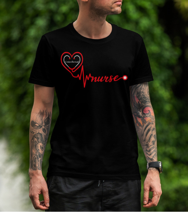 Correctional Nurse Heartbeat Valentine T-Shirt