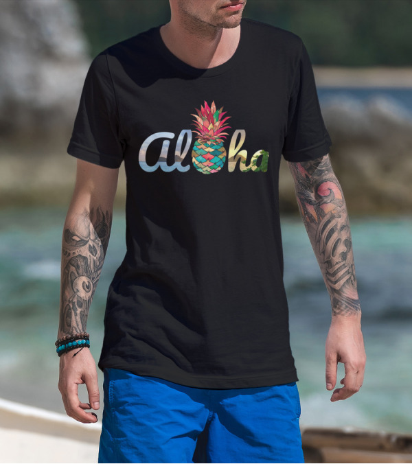 Aloha Hawaii Pineapple Coral Mermaid T-Shirt
