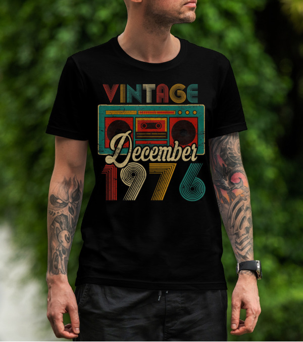 Vintage December 1976 Retro Boombox T-Shirt