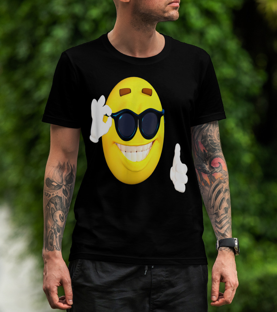 Emoji Thumbs Up Shades Happy Face Yellow Okay Sign T-Shirt