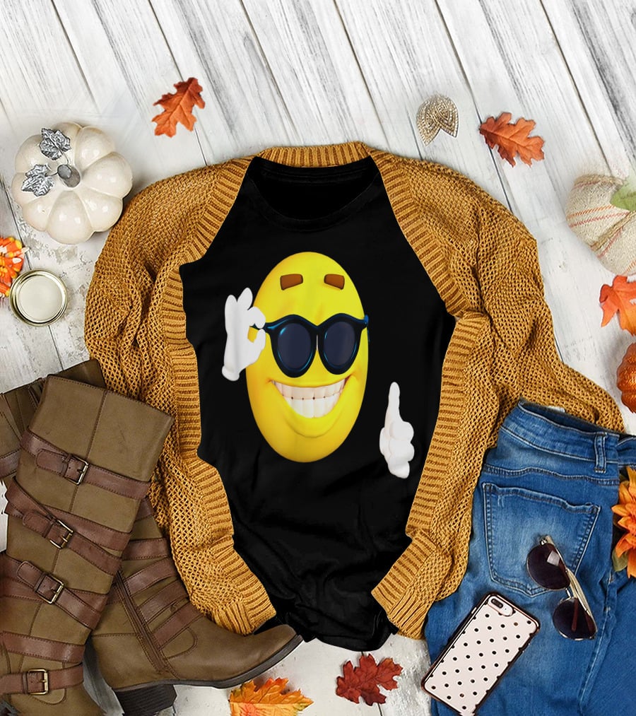 Emoji Thumbs Up Shades Happy Face Yellow Okay Sign T-Shirt