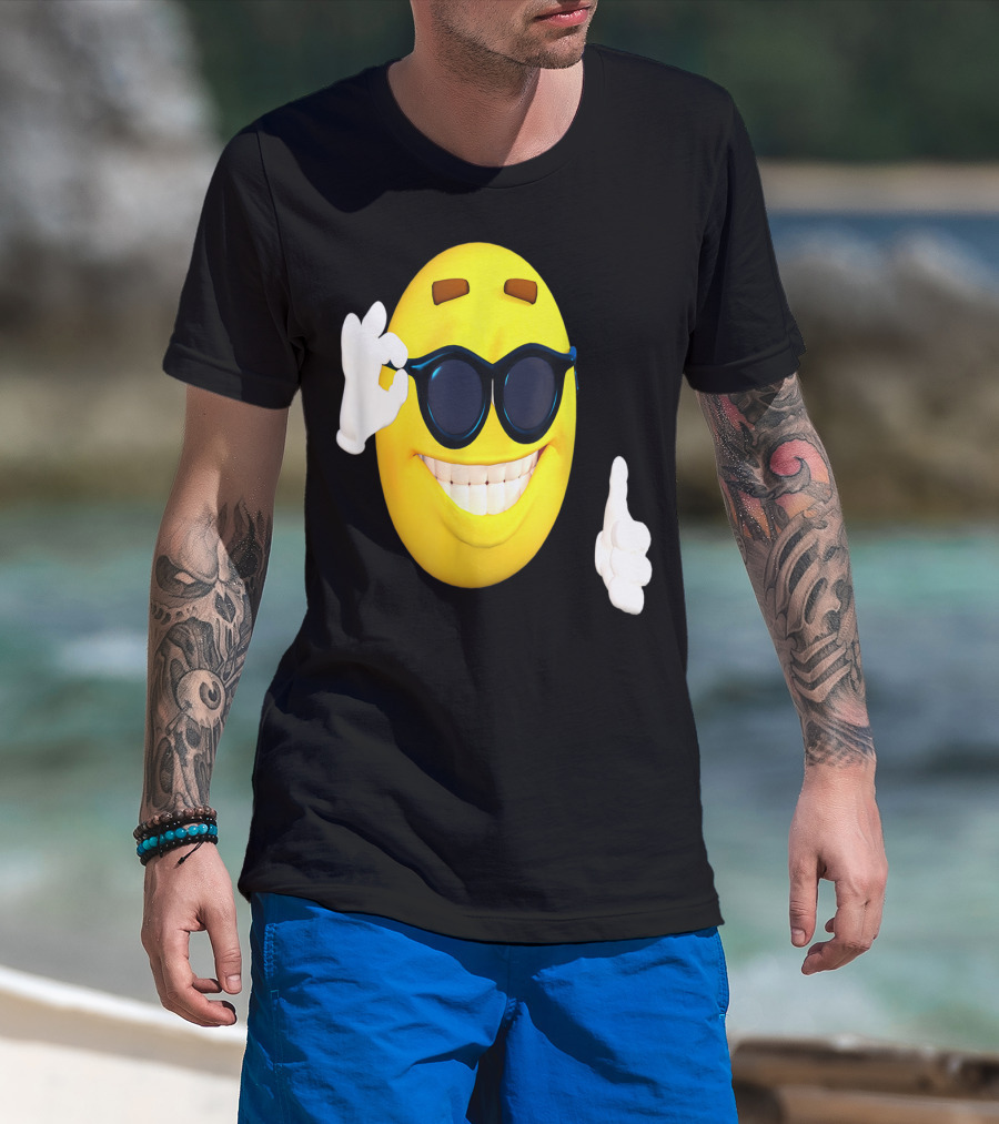 Emoji Thumbs Up Shades Happy Face Yellow Okay Sign T-Shirt