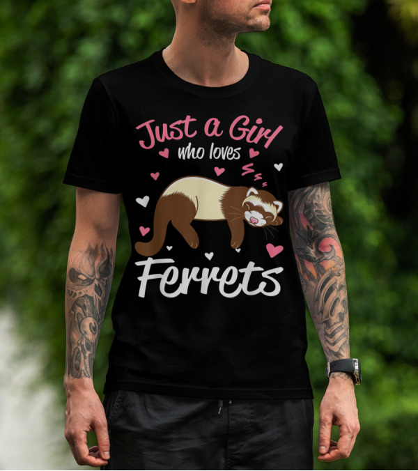 Just A Girl Who Loves Ferrets With Heart Accents T-Shirt