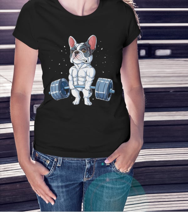 Funny French Bulldog Weightlifting Deadlift Powerlifting T-Shirt