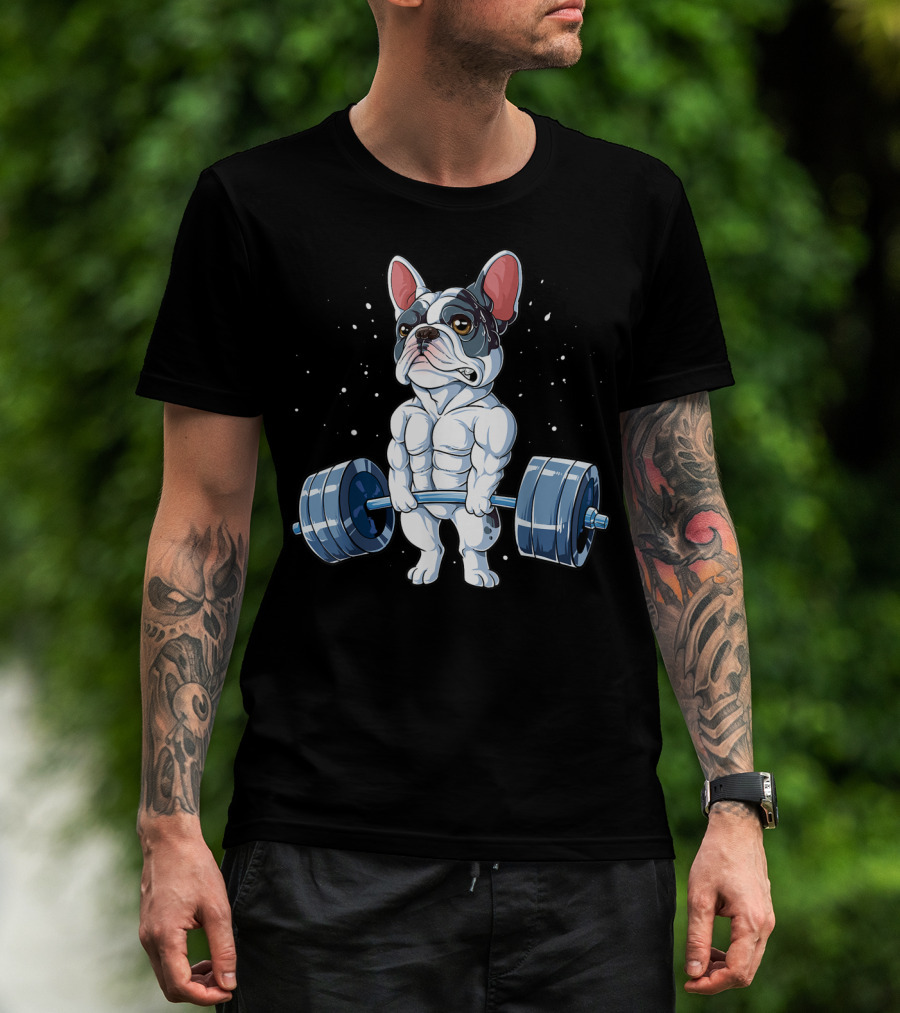 Funny French Bulldog Weightlifting Deadlift Powerlifting T-Shirt