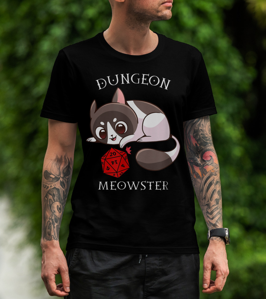 Dungeon Meowster Nerd RPG Table Top Funny Cat T-Shirt