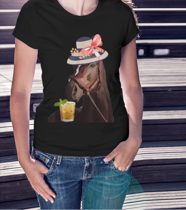 Dapper Horse With Hat And Mint Julep At Funny Derby Party T-Shirt