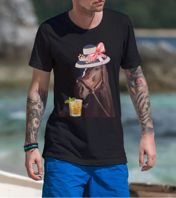 Dapper Horse With Hat And Mint Julep At Funny Derby Party T-Shirt