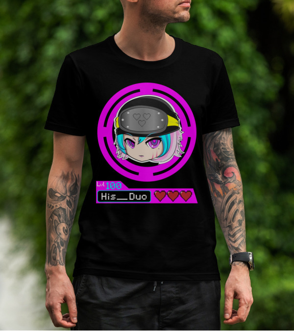 Lvl 100 His Duo Gamer Couples Hearts T-Shirt