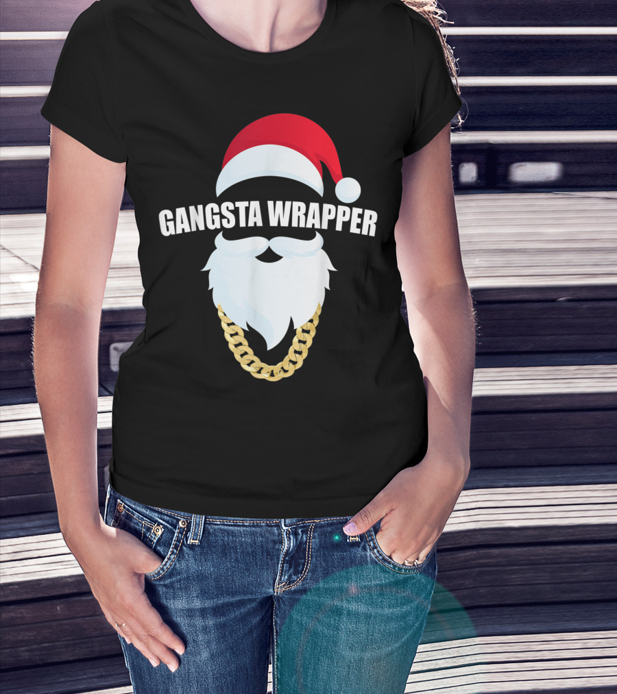 Gangsta Wrapper Santa Hat Beard Chain T-Shirt