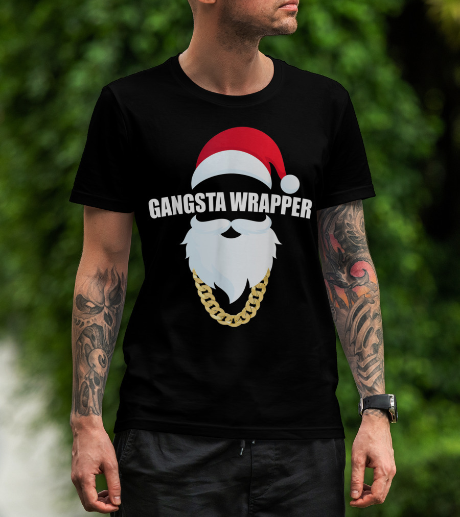Gangsta Wrapper Santa Hat Beard Chain T-Shirt