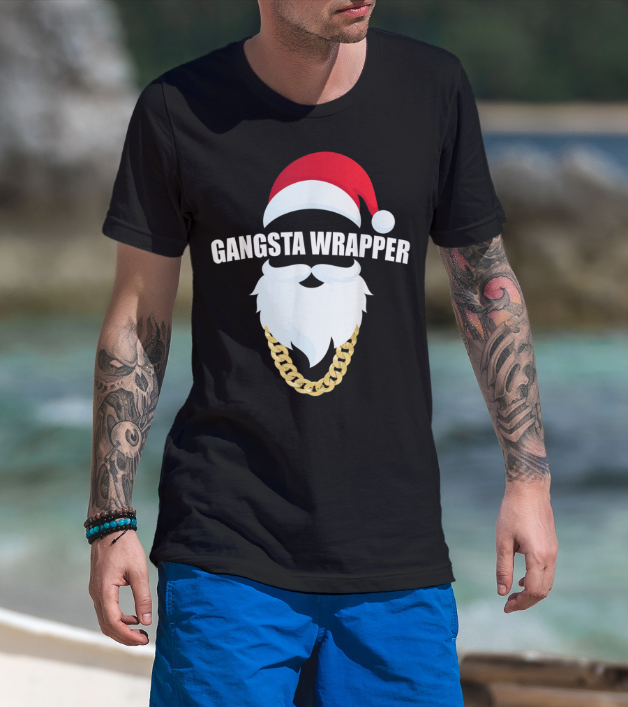 Gangsta Wrapper Santa Hat Beard Chain T-Shirt