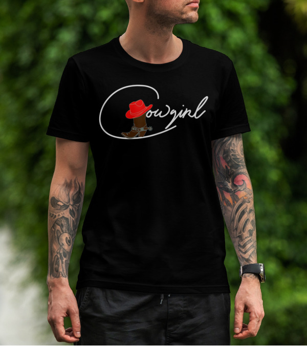 Cowgirl Western Wear Red Hat And Boot T-Shirt