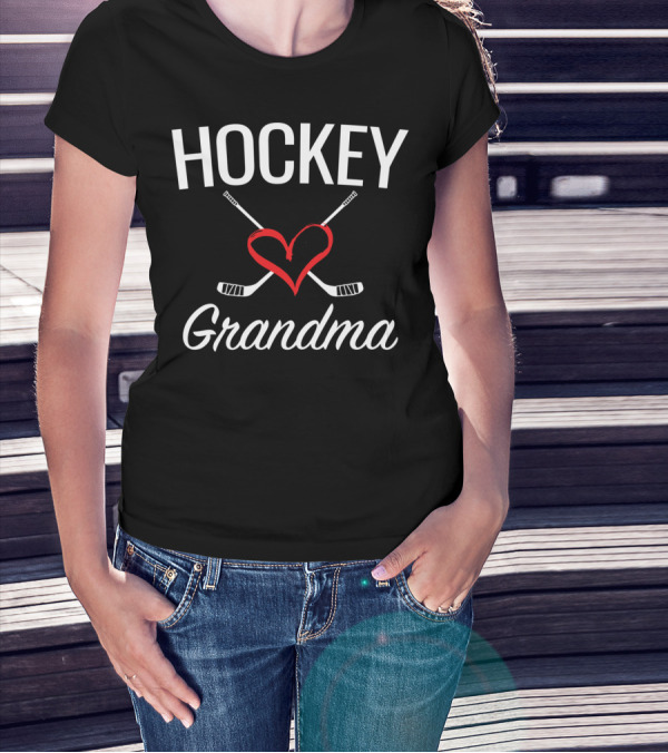 Hockey Grandma Heart And Hockey Sticks T-Shirt