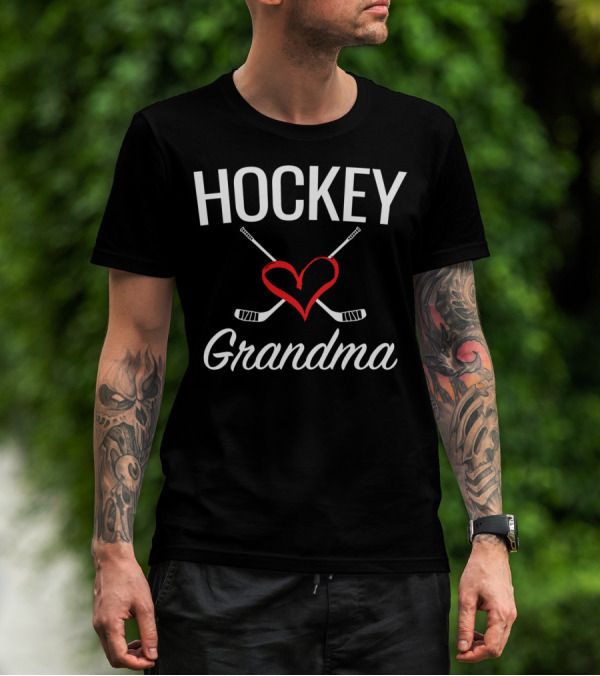 Hockey Grandma Heart And Hockey Sticks T-Shirt