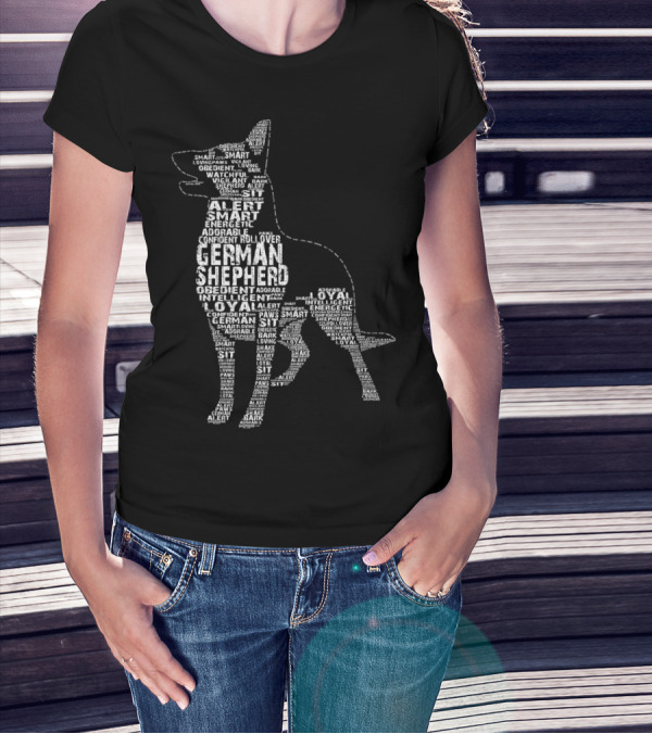 I Love My German Shepherd Dog Mom Alert Smart Loyal Obedient Energetic Confident T-Shirt