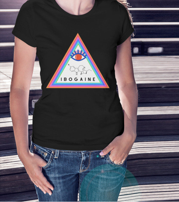 Ibogaine Molecular Structure Rainbow Triangle With Eye T-Shirt