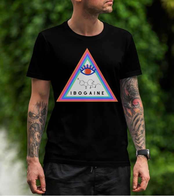 Ibogaine Molecular Structure Rainbow Triangle With Eye T-Shirt