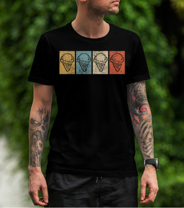 Ice Cream Cone Vintage Pop Art Pastel Colors T-Shirt