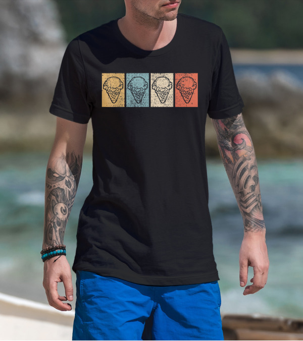 Ice Cream Cone Vintage Pop Art Pastel Colors T-Shirt