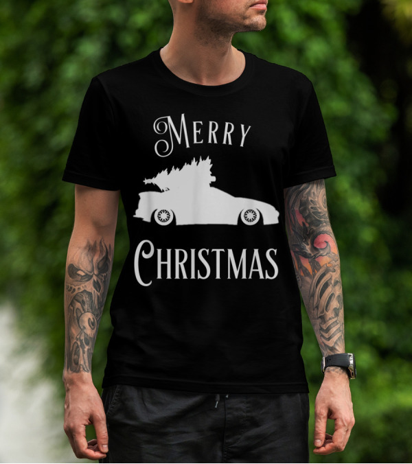 Merry Christmas Tree On Lowered Car T-Shirt