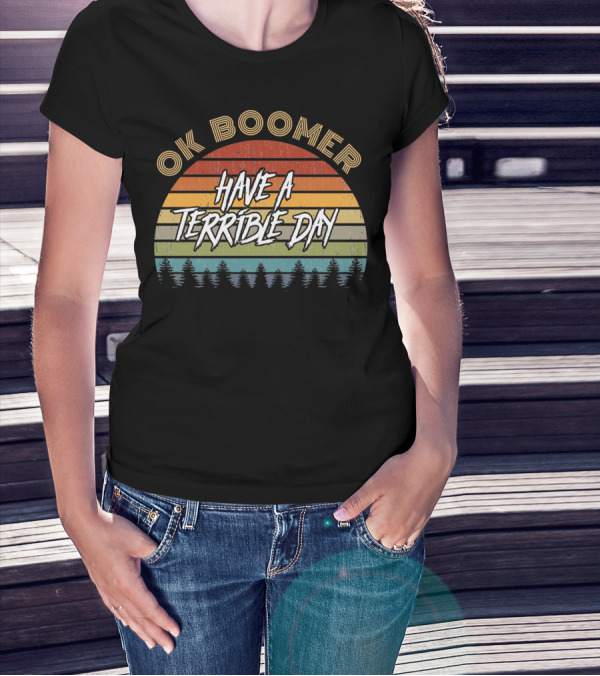 Retro Vintage Sunset Ok Boomer Have A Terrible Day T-Shirt