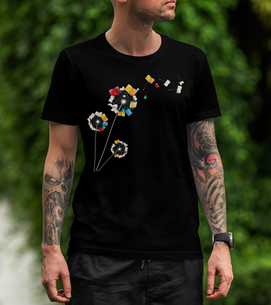 Bookworm Dandelion Blooms Into Whimsical Floral Books T-Shirt