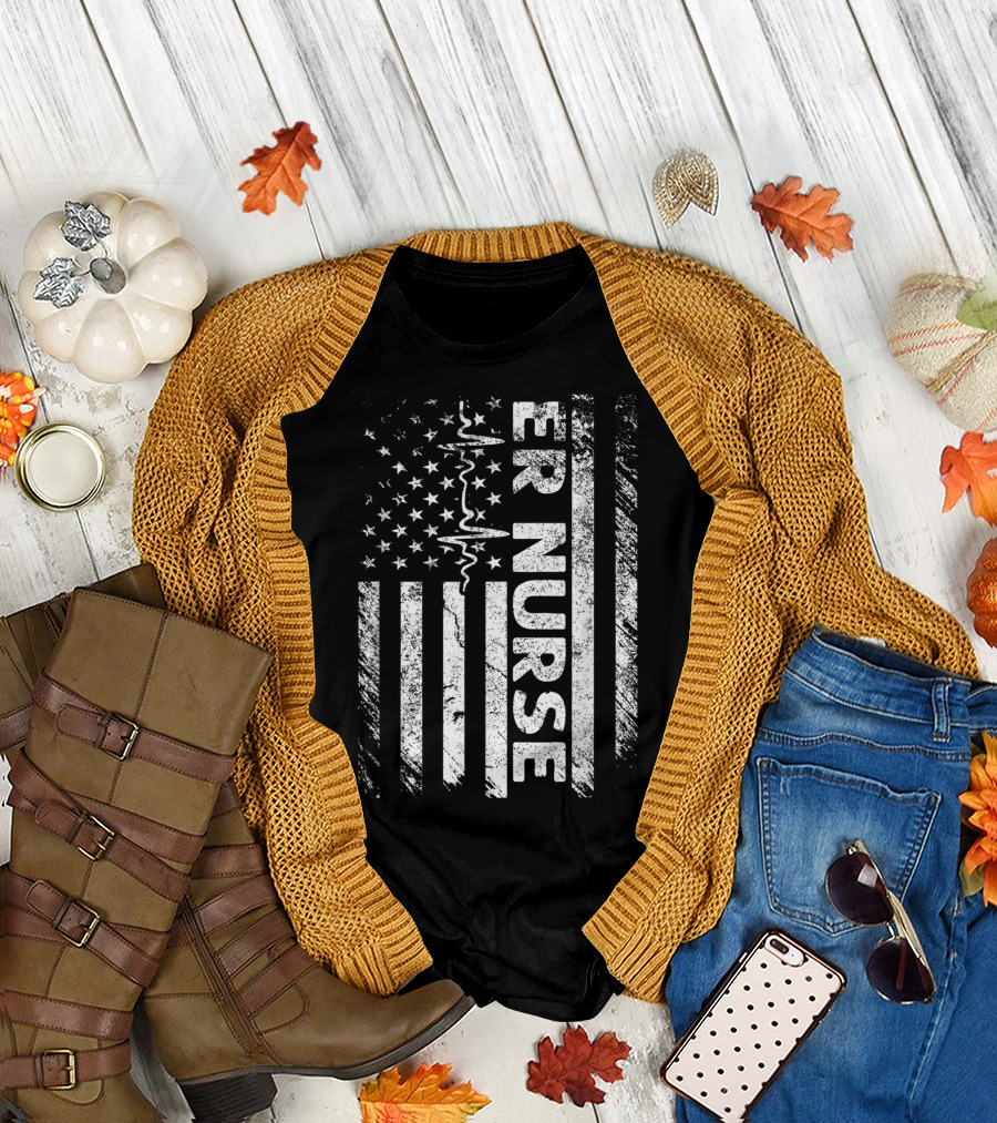 ER Nurse Classic Distressed Flag T-Shirt