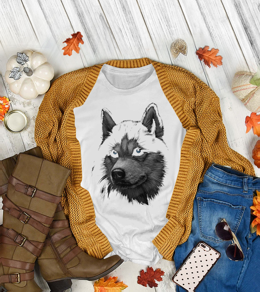 Classic Blue-Eyed Siberian Husky Lover T-Shirt