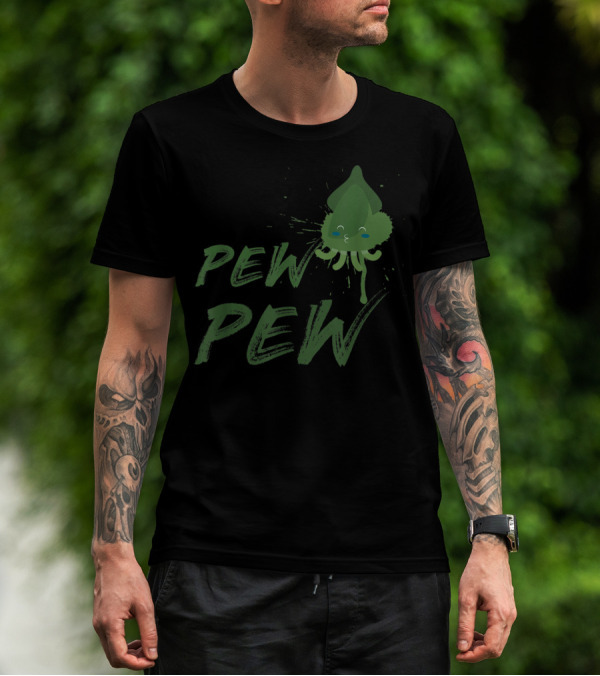 Pew Pew Cute Spitting Ink Squid Seafood Lovers T-Shirt