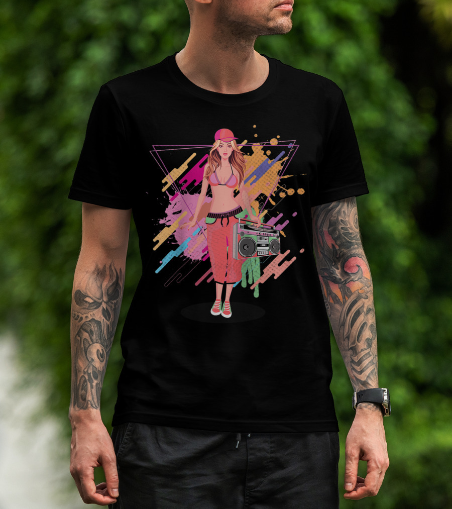Freestyle Music Street Hip Hop Crew Boombox Girl T-Shirt