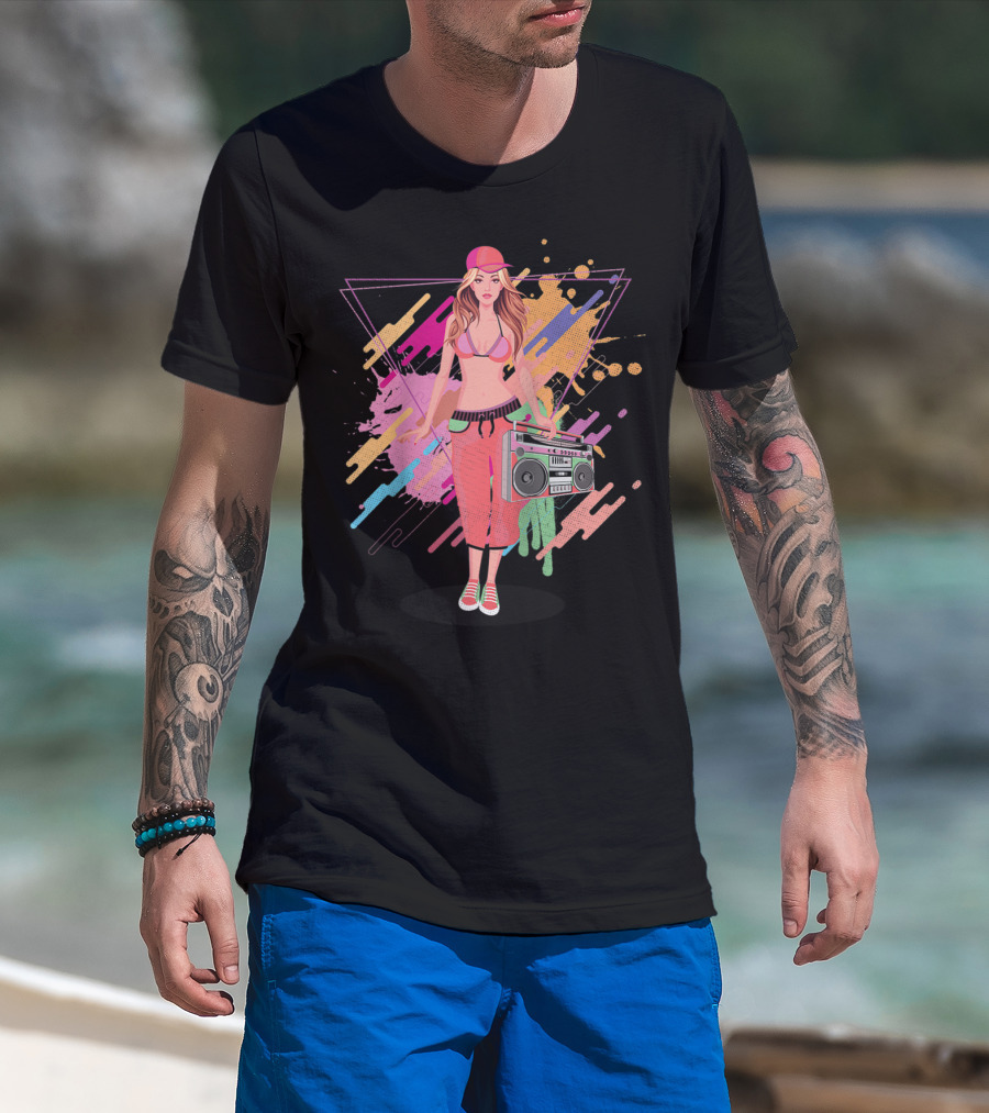 Freestyle Music Street Hip Hop Crew Boombox Girl T-Shirt