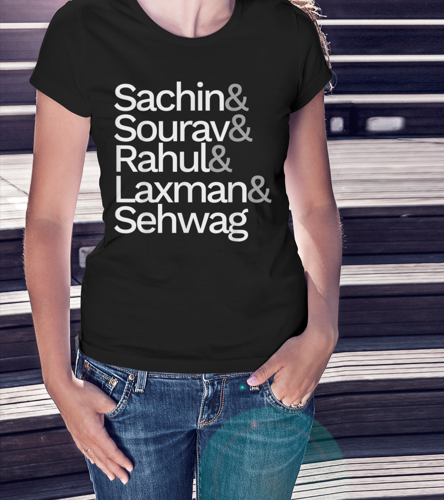 Sachin Sourav Rahul Laxman Sehwag Indian Cricket Team Fan Jersey T-Shirt