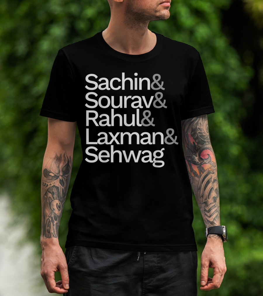 Sachin Sourav Rahul Laxman Sehwag Indian Cricket Team Fan Jersey T-Shirt