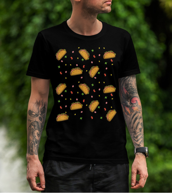 It's Raining Tacos Funny Taco Pattern With Sprinkles And Confetti T-Shirt