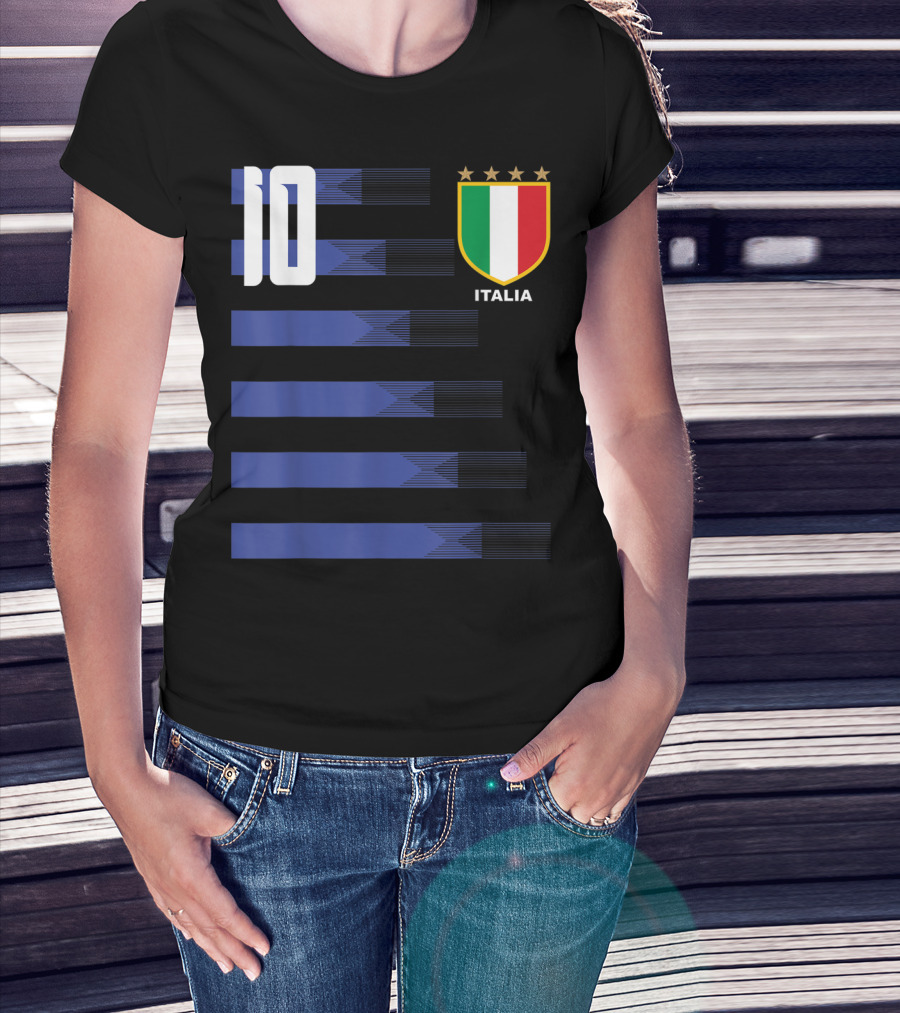Italia Calcio Soccer Shirt Italian Flag Icon Number 10 T-Shirt