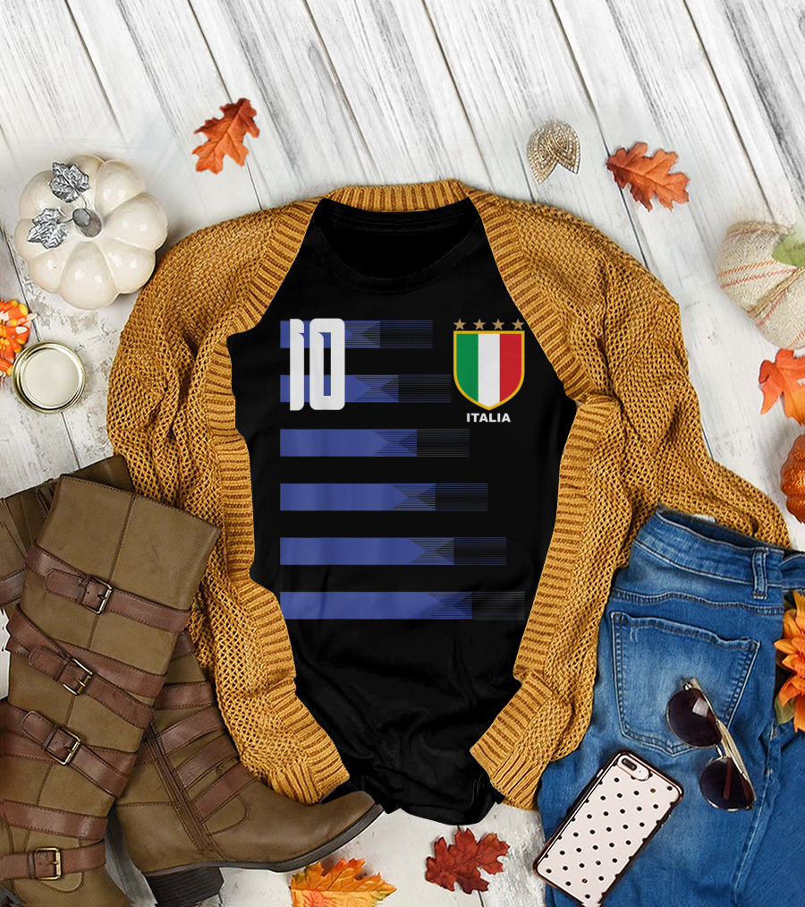 Italia Calcio Soccer Shirt Italian Flag Icon Number 10 T-Shirt