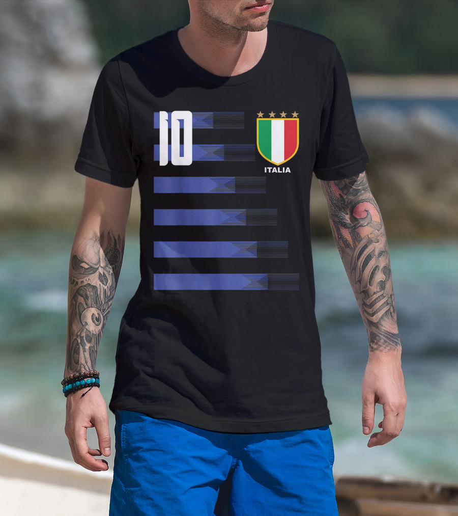 Italia Calcio Soccer Shirt Italian Flag Icon Number 10 T-Shirt