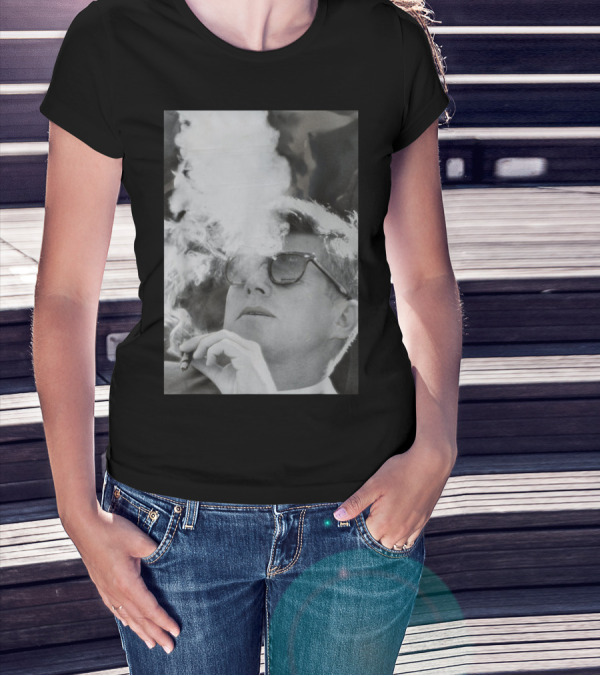 JFK Smoking With Shades John Kennedy Iconic Cigar Image T-Shirt