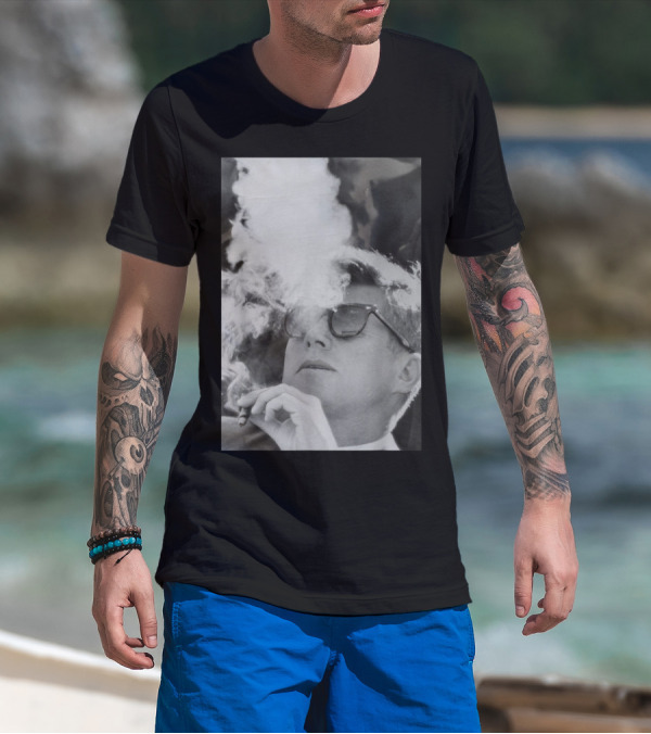 JFK Smoking With Shades John Kennedy Iconic Cigar Image T-Shirt