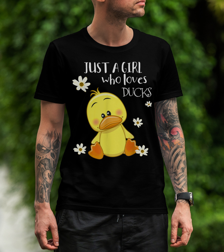 Just A Girl Who Loves Ducks Cute Duck Lover With Flowers T-Shirt