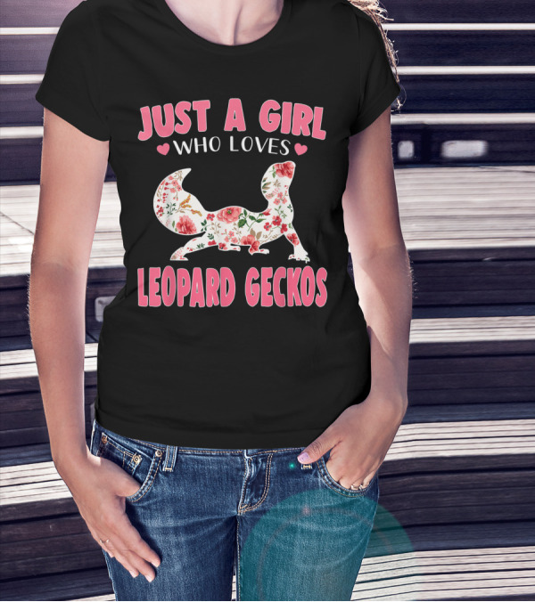 Just A Girl Who Loves Leopard Geckos Floral Heart T-Shirt