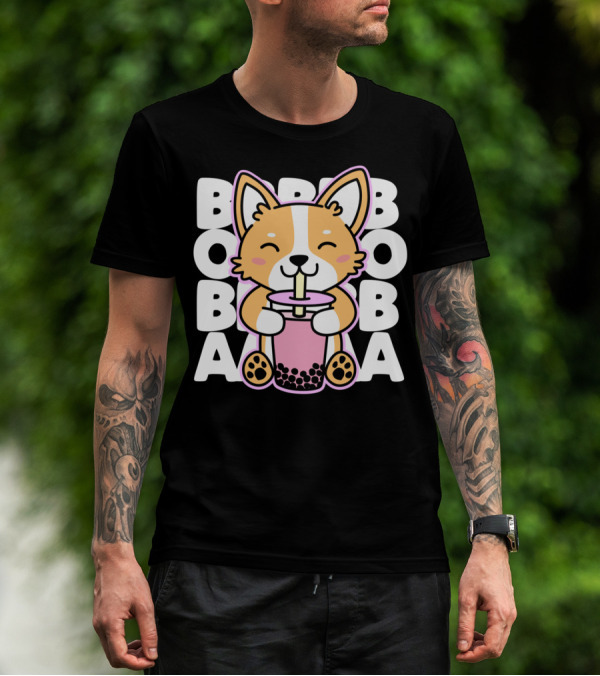 Kawaii Anime Corgi Boba Tea Cute Dog T-Shirt